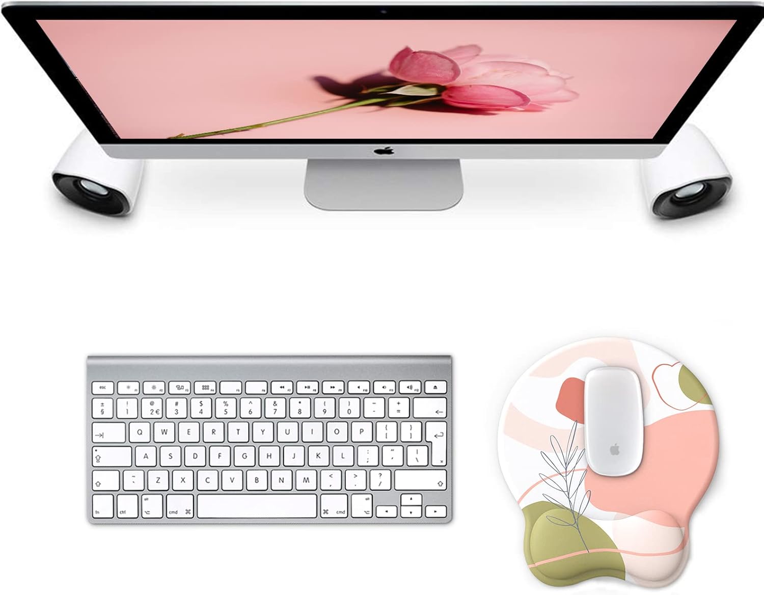 eulps Mouse Pad with Wrist Rest. Comfortable Computer Mousepad with Gel Wrist Support Smooth Surface and Non-Slip PU Base for Pain Relief. Laptop. Office & Home (Rose)