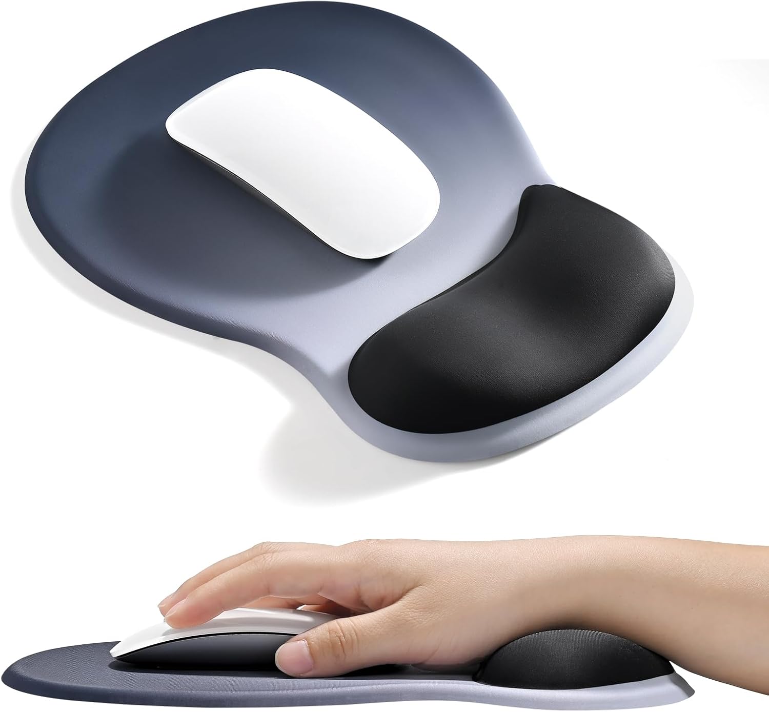 EooCoo Ergonomic Mouse Pad with Gel Wrist Rest Support Middle Concave Design. Relieve Wrist Pain Mousepad. Non-Slip Base for Laptop. Computer. Office Desk Accessories. Carpal Tunnel Syndrome
