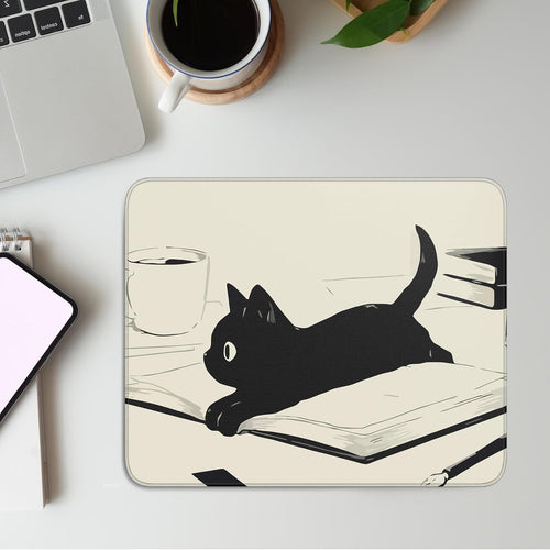 Cute Black Cat Mouse Pad.Kawaii Anime Cat Mouse Pads for Wireless Mouse Desk Accessories.10X8 Travel Mousepad with Non-Slip Rubber Base. Stitched Edge Mouse Pads for Desk.Computers.Laptop.Office