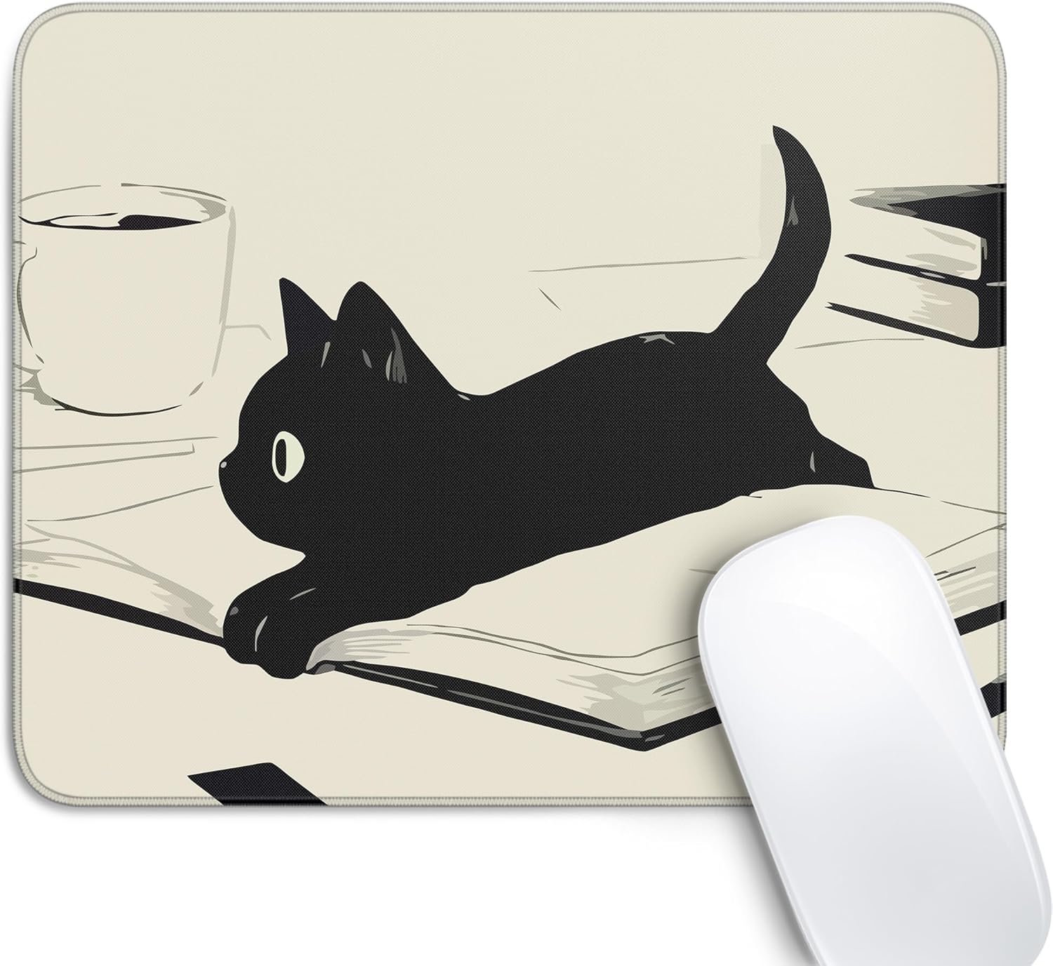 Cute Black Cat Mouse Pad.Kawaii Anime Cat Mouse Pads for Wireless Mouse Desk Accessories.10X8 Travel Mousepad with Non-Slip Rubber Base. Stitched Edge Mouse Pads for Desk.Computers.Laptop.Office