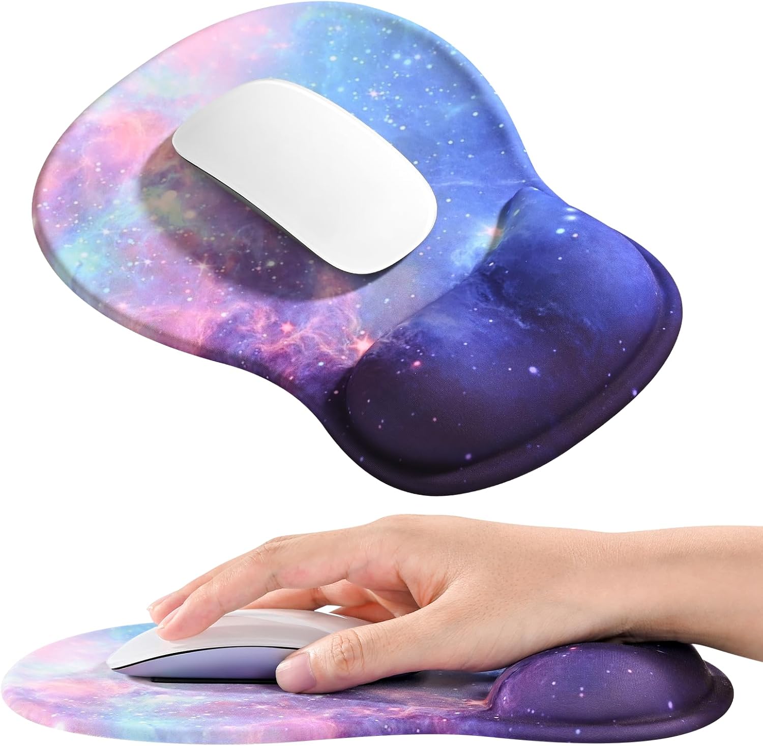 EooCoo Ergonomic Mouse Pad with Gel Wrist Rest Support Middle Concave Design. Relieve Wrist Pain Mousepad. Non-Slip Base for Laptop. Computer. Office Desk Accessories. Carpal Tunnel Syndrome