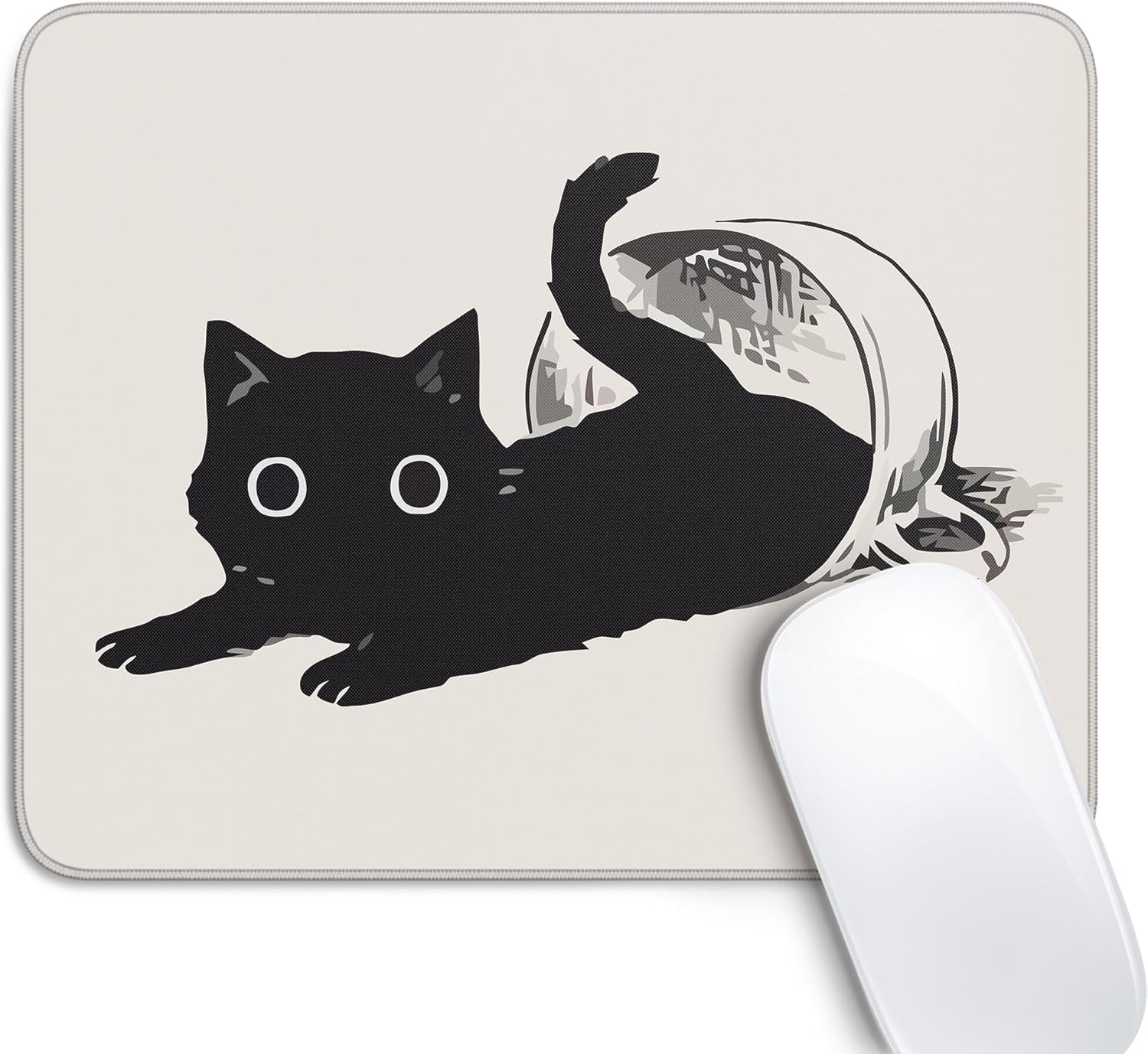 Cute Black Cat Mouse Pad.Kawaii Anime Cat Mouse Pads for Wireless Mouse Desk Accessories.10X8 Travel Mousepad with Non-Slip Rubber Base. Stitched Edge Mouse Pads for Desk.Computers.Laptop.Office