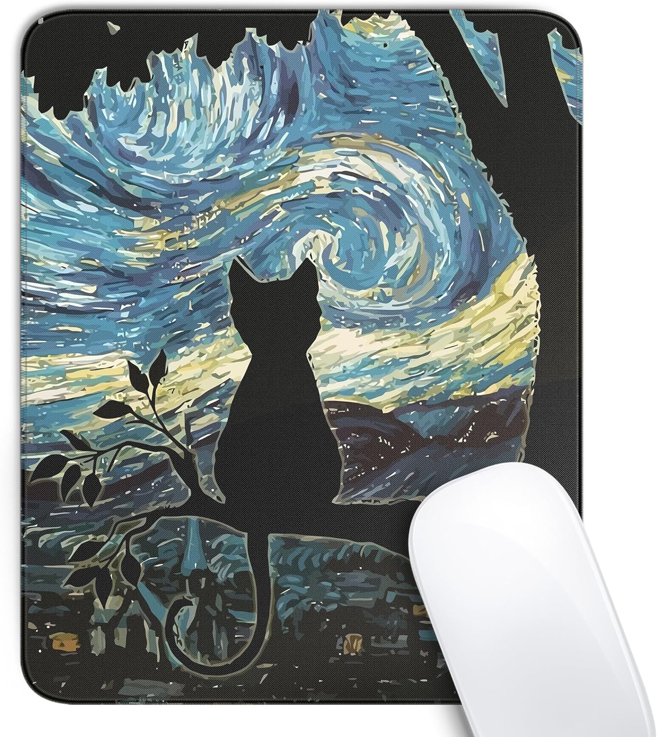 Cute Black Cat Mouse Pad.Kawaii Anime Cat Mouse Pads for Wireless Mouse Desk Accessories.10X8 Travel Mousepad with Non-Slip Rubber Base. Stitched Edge Mouse Pads for Desk.Computers.Laptop.Office